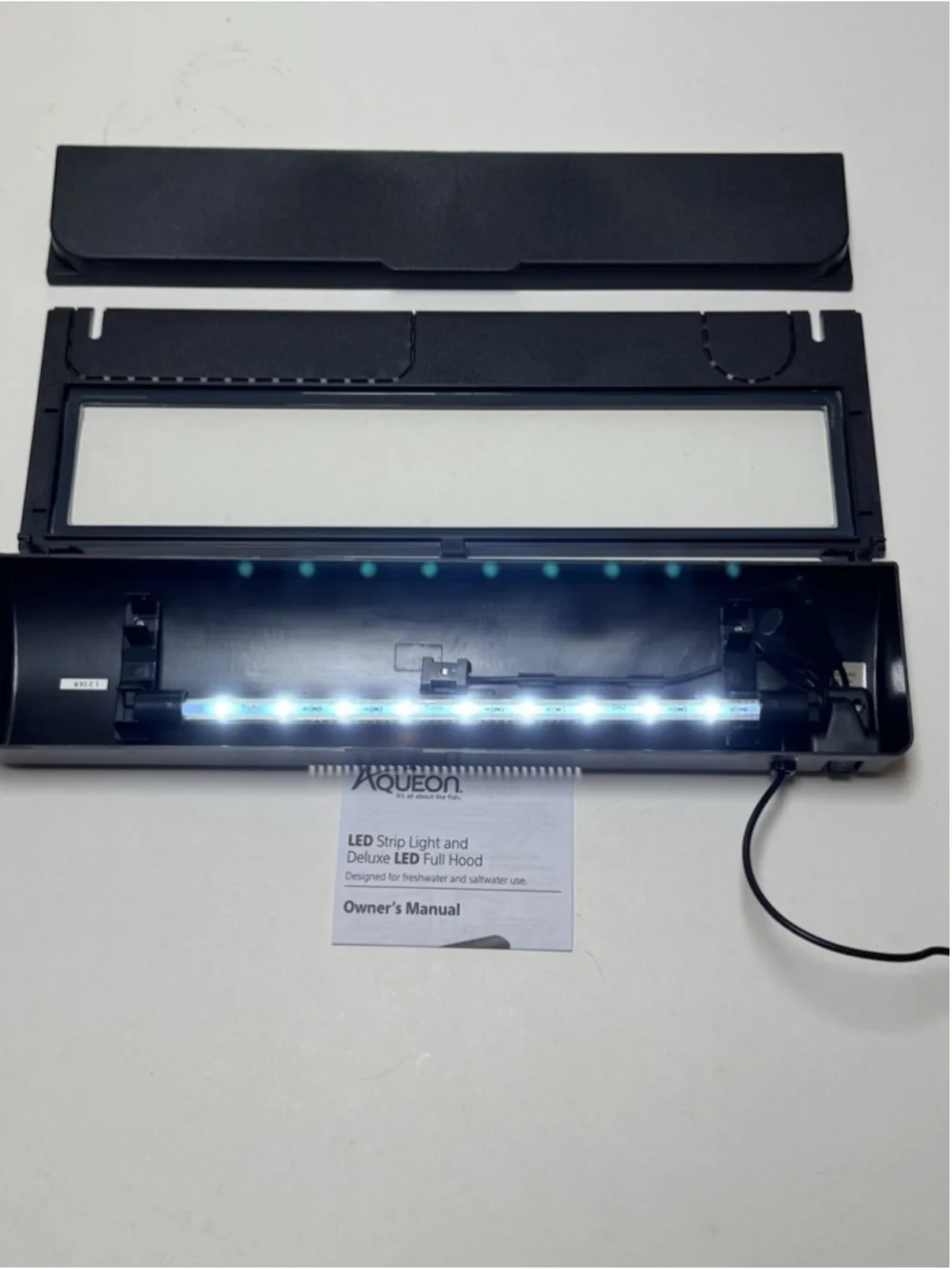 Aqueon LED Deluxe Fish Tank Aquarium Full Hood with LED Light, Black, 20 Inch